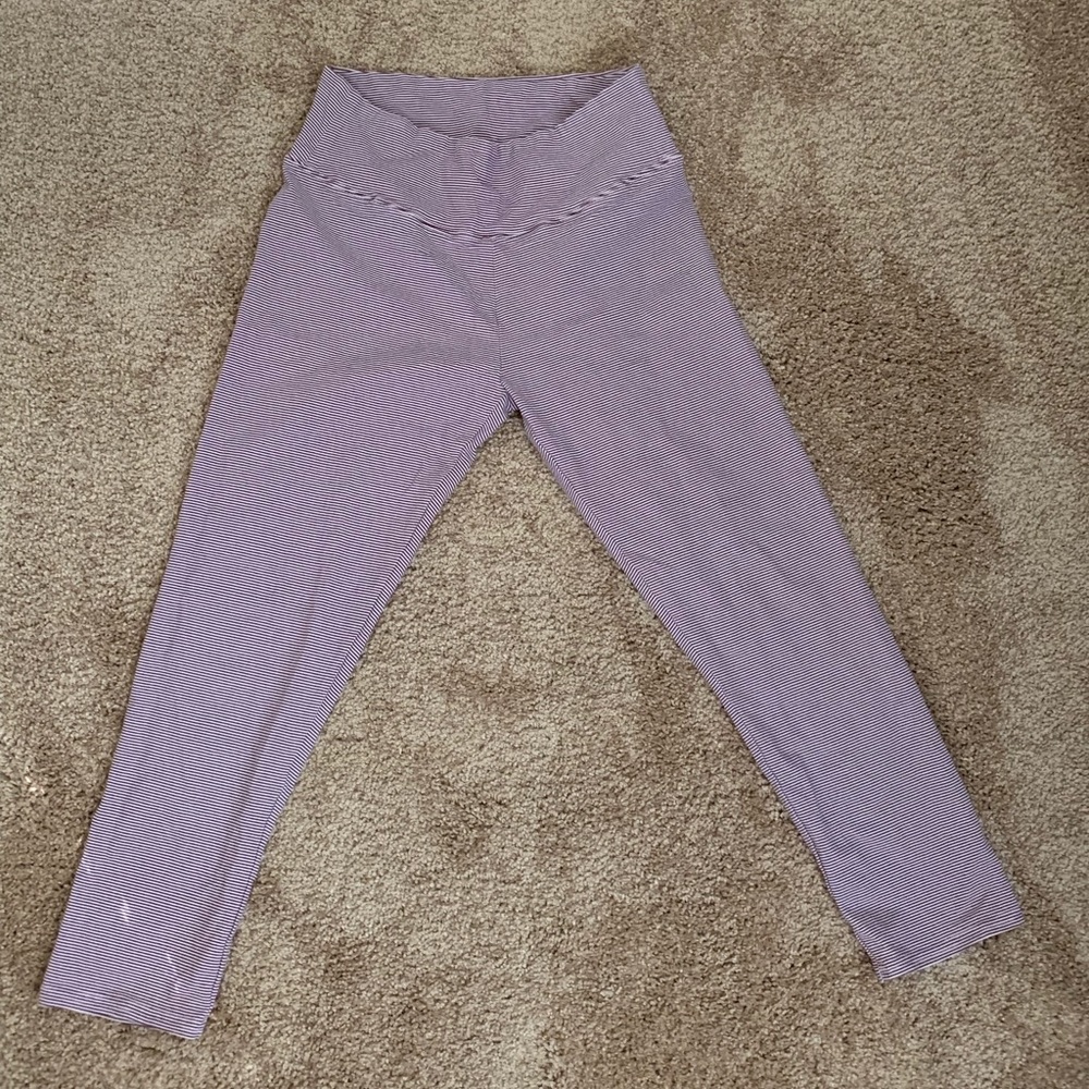 Aerie crop leggings - dark purple striped